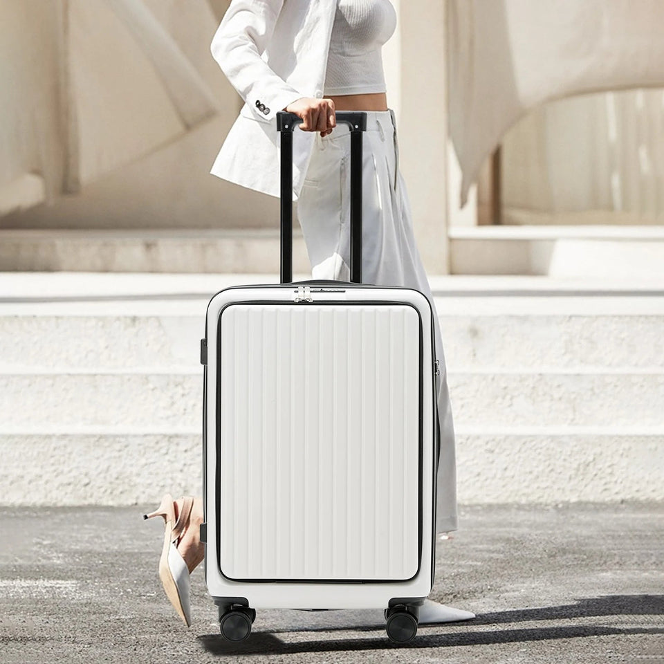 20 Inch Cabin Suitcase Front Opening Spinner Wheel Travel Rolling Luggage For Men Women Trolley Case With TSA Lock,USB Charging Aimak Store