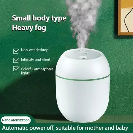 USB Portable Air Humidifier 250ML Essential Oil Diffuser 2 Modes Auto Off with LED Light for Home Car Mist Maker Face Steamer Aimak Store