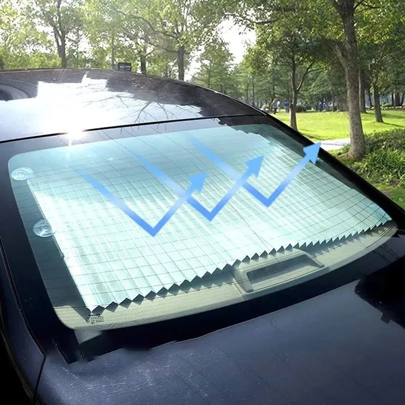Car Front Windshield Curtain Retractable Front Back Window Sun Protector Auto Sun Shade Visor Car Windshield Sunshade Accessory Aimak Store