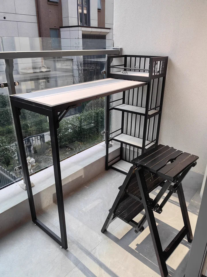 Multi-functional Bamboo Wood Folding Ladder Chair Kitchen Hat Rack 2 Step Ladder Province Space Stair Chair Plant Rack Furniture