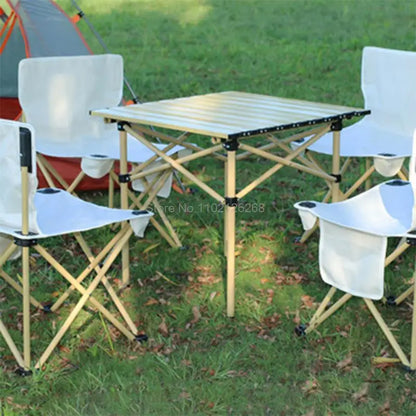 Portable Outdoor Table and Chair Set Folding Picnic Table Self-driving Camping Table Aluminum Alloy Car Egg Roll Table