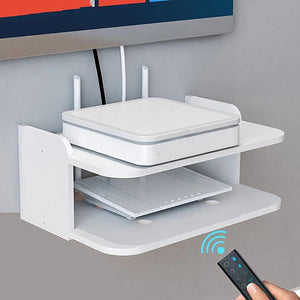 2 Tier Floating Shelves Wifi Router Hanging Layer Multi Tap Outlet Set Top Box Holder Cable Bracket Wall Mount Storage Organizer Aimak Store