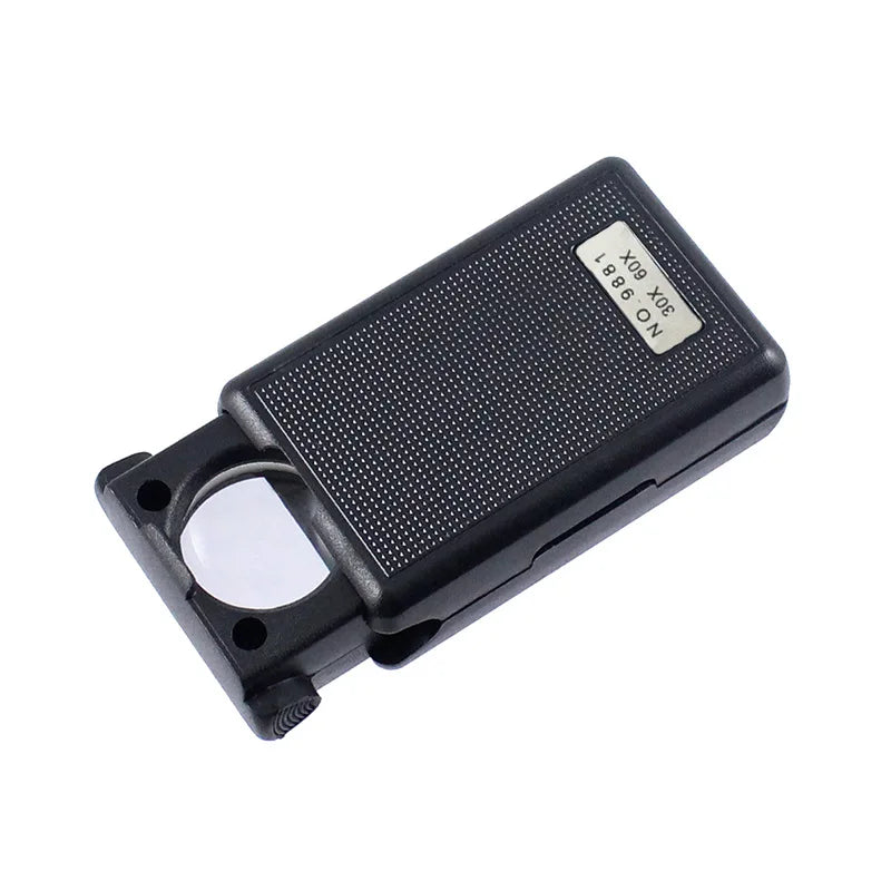 30X 60X Pocket Jewelry Magnifier Slide Out Illuminated Magnifying Glass with LED UV Light Handheld Loupe Lens For Diamond Coins Aimak Store