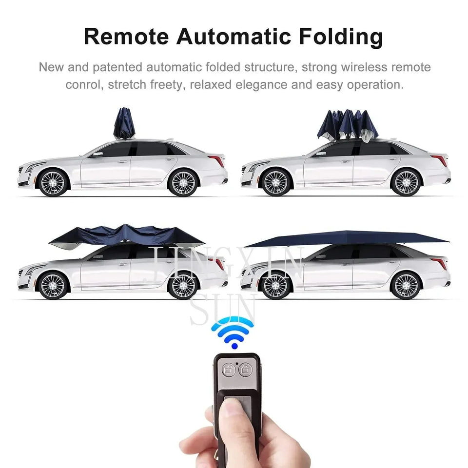 4.2M/4.6M Anti-UV Automatic Folding Sun Shade Covering Rooftop Car Cover Waterproof Car Umbrella with Remote Control Aimak Store