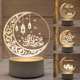 3D Moon Castle Acrylic LED Night Light Eid Mubarak Festival Ornaments Islamic Muslim Party Supplies 2025 Ramadan Home Decoration Aimak Store