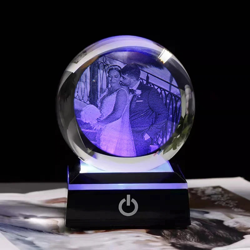 Photo Text Personalized Crystal Ball 2D Laser Engraving Pets Baby Family Picture Customized Glass Sphere Souvenir Birthday Gifts Aimak Store