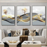 3 Nordic Luxury Ribbon Abstract Wall Art Landscape Modern Poster Print Picture Living Room Home Decorative Painting Aimak Store