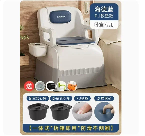 Ergonomic Elderly Toilet, Detachable Armrest, Heightened Portable Seat, Soft Backrest Comfort Chair for Pregnant Women