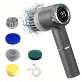 5 in 1 Electric Cleaning Brush Multifunctional Kitchen Bathroom Toilet Portable Powerful Clean Brush 5 Brush Heads LED Display Aimak Store
