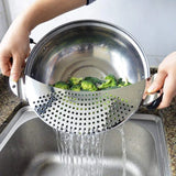 Pot Strainer Pan Drainer For Home Kitchen Easy Draining Pot Strainer Stainless Steel Pasta Spaghetti Practical Draining Tool Aimak Store