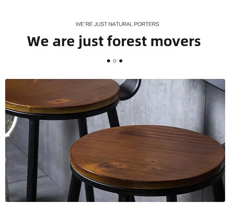 American Style Iron Bar Chair Coffee Shop Milk Tea Shop High Chairs Retro Backrest Seat Solid Wood Sitting Face Counter Stool Aimak Store