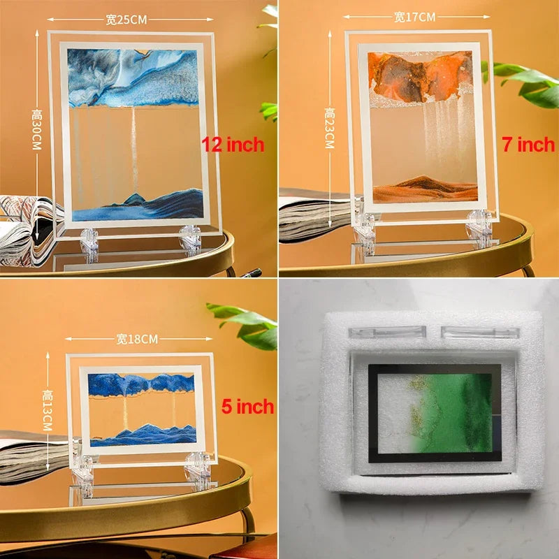 3D Moving Sand Art Nordic Creative Oranment Liquid Hourglass Flowing Sand Sandscape Round Quicksand Painting Home Decor Gifts Aimak Store
