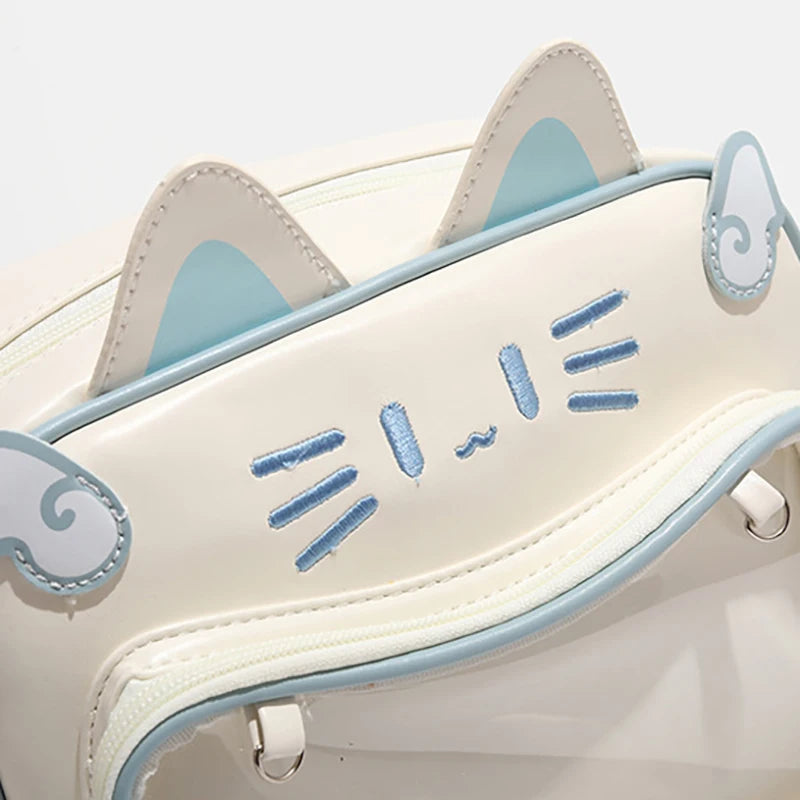 Y2K Ita Bag Cat PU Backpack – Foldable, Adjustable Strap, Secure Zipper, Preppy Style Cute Schoolbag Aimak Store