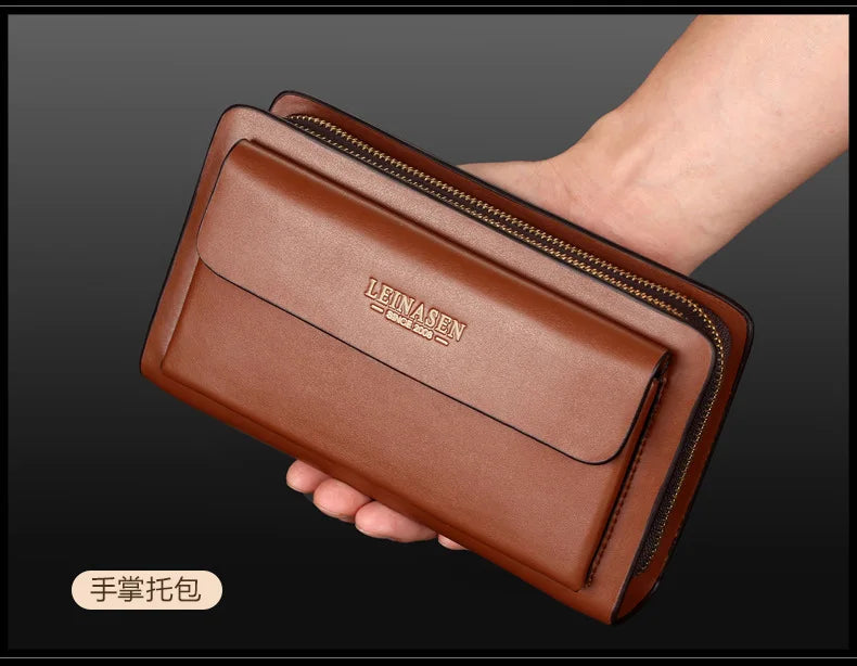 Men Clutch Bag Men's Long Purse Large Capacity Men's Wallets Cell Phone Pocket Passcard Pocket High Quality Wallet Bags For Men Aimak Store