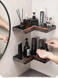 Bathroom Shelf Corner Space Aluminum Wood Bathroom Triangle Basket Shower Room Storage Rack Wall Mounted Aimak Store