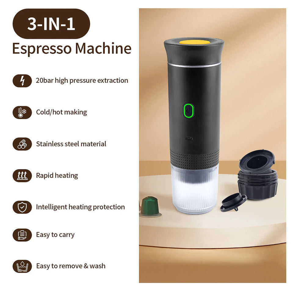 3-in-1 Portable Coffee Maker Espresso Coffee Maker For Car Home Camping Travel Capsule Powder Automatic Coffee Maker Aimak Store
