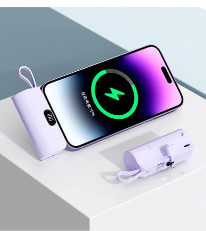 5000/10000/20000mAh 2IN1 Mini Power Bank Pocket External Battery Plug Portable Power Bank For iPhone Huawei Fast Charging Outdoo