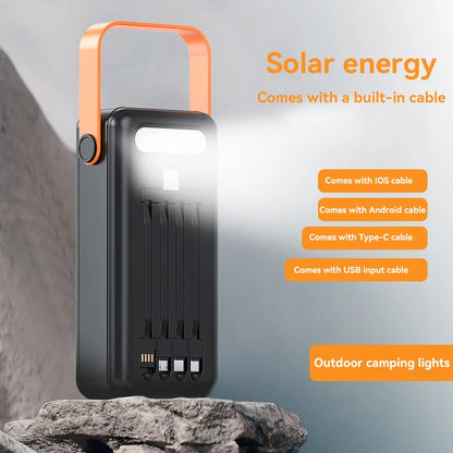 Xiaomi 100000mAh Solar Panel Power Bank Fast charging Comes with Four Wire External Battery Pack with Flashlight For Outdoors ﻿
