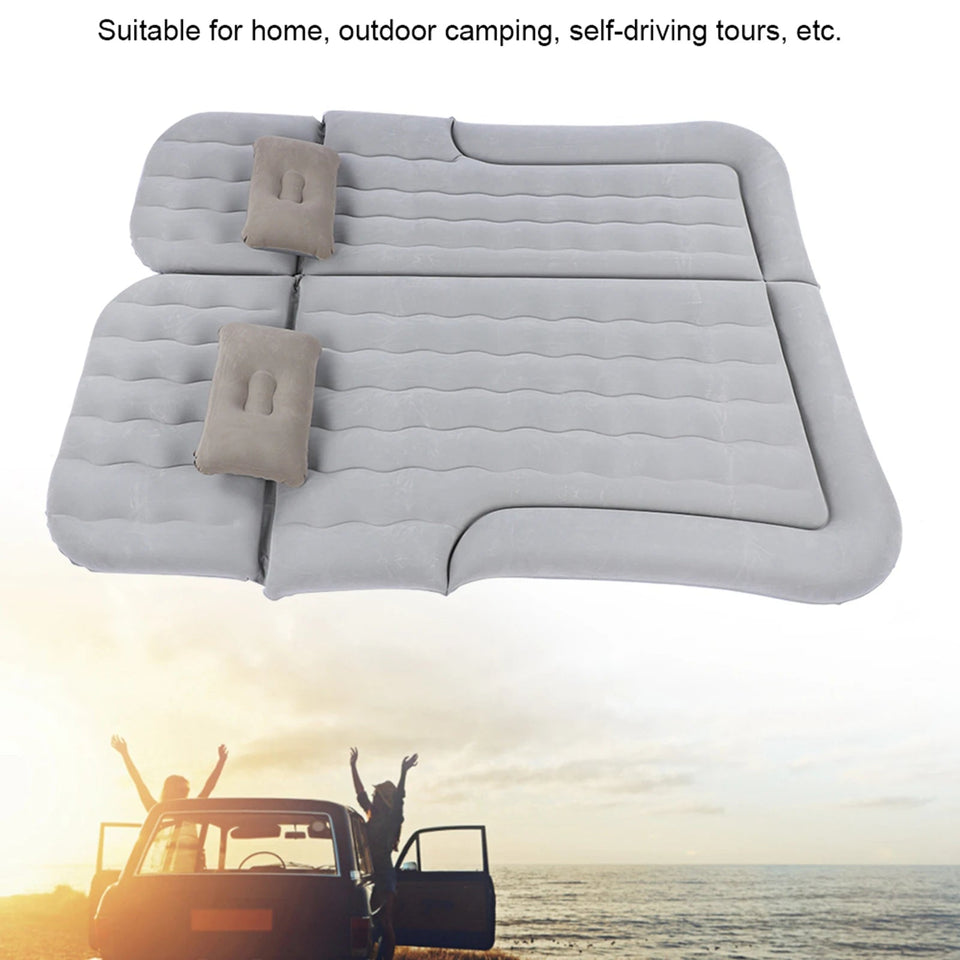 Car Inflatable Bed 2‑In‑1 Multifunction Inflatable Travel Mattress PVC Flocking Soft Sleeping Rest Cushion for Car SUV Aimak Store