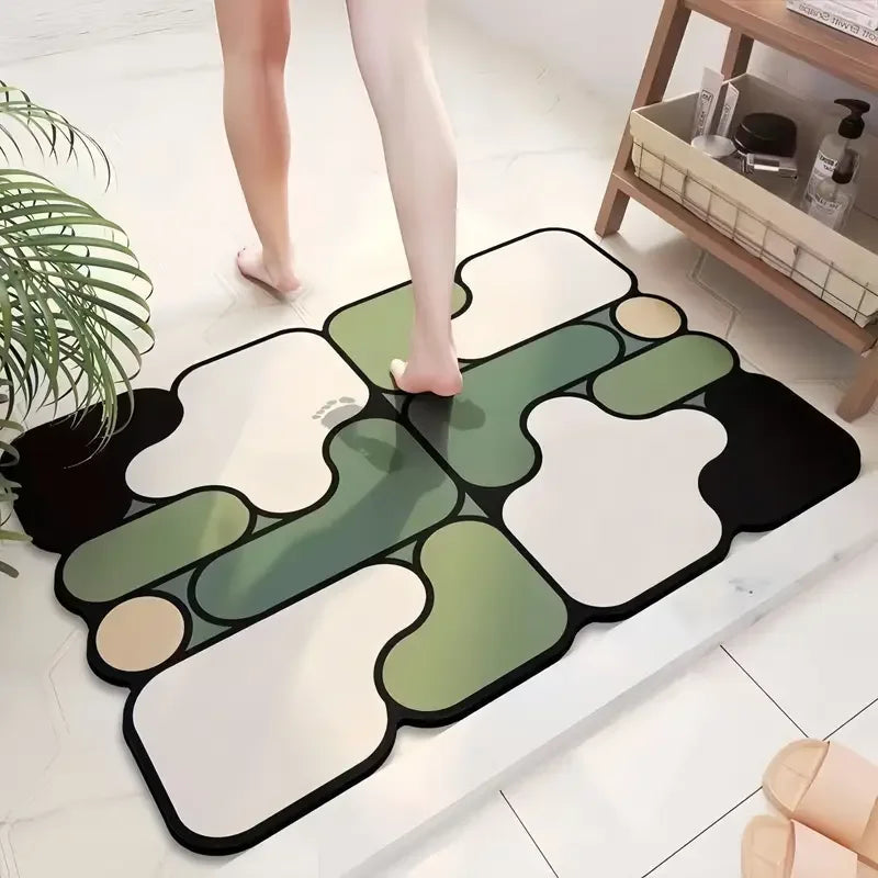 Special-shaped bathroom diatom mud absorbent floor mat toilet non-slip foot mat door mat entrance mat Aimak Store