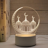 3D Moon Castle Acrylic LED Night Light Eid Mubarak Festival Ornaments Islamic Muslim Party Supplies 2025 Ramadan Home Decoration Aimak Store