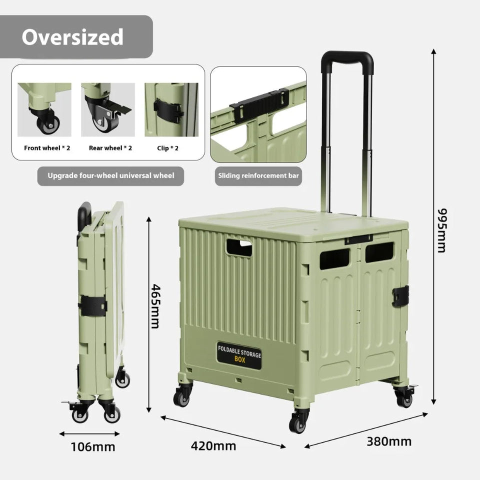 Portable and Foldable Shopping Cart,Home Multifunctional Grocery Cart, Outdoor Trolley Cart, Stall, Camping and Storage Box Aimak Store