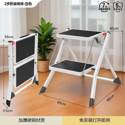 Small Household Folding Ladder Multifunctional Herringbone Ladder Compact Step Stool for Indoor Use Rack Ladder Design