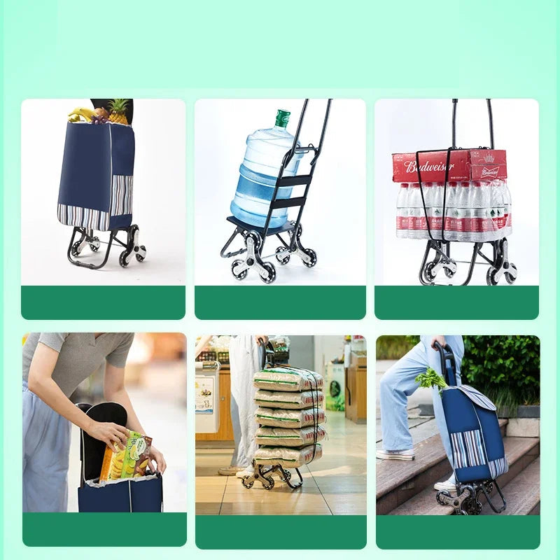 Light Grocery Shopping Trolley Household Climbing Stairs Folding Trailer Outdoor Travel Hand Pull Shopping Cart Aimak Store
