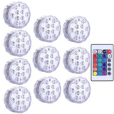 10 LEDs Submersible Light with Remote Control Underwater Night Lamp for Pool Vase Bowl Wedding Party Decoration Underwater Light Aimak Store