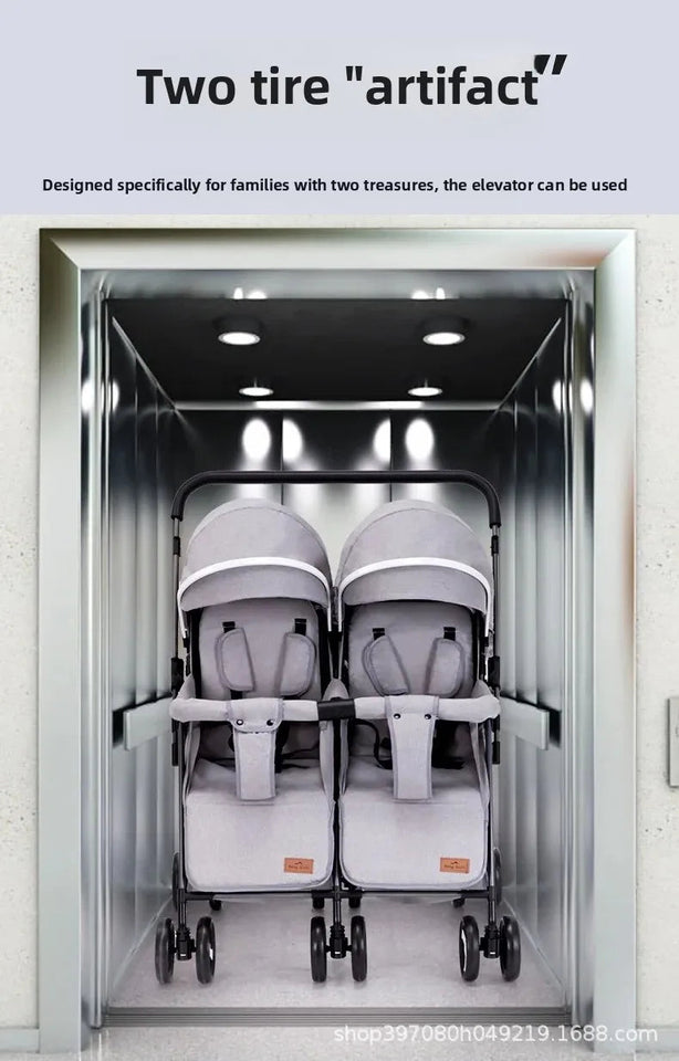 Twin Baby Stroller Can Sit and Lie Down Lightweight Stroller Two Children Outdoor Skate Baby Gods Double Seat Folding Stroller Aimak Store