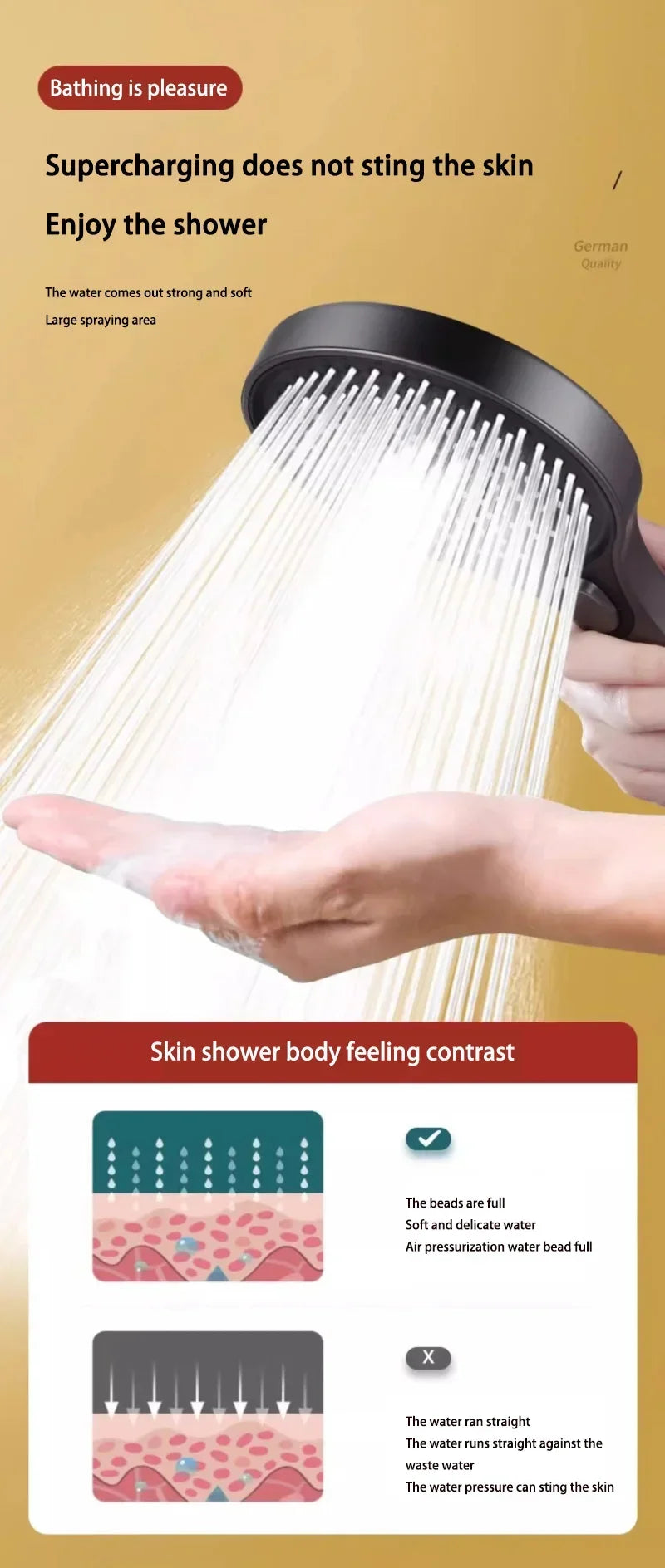 Xiaomi MIJIA High Pressure Shower Head 13cm Panel 3 Modes Water Saving Spray Nozzle Massage Rainfall Shower Bathroom Accessories