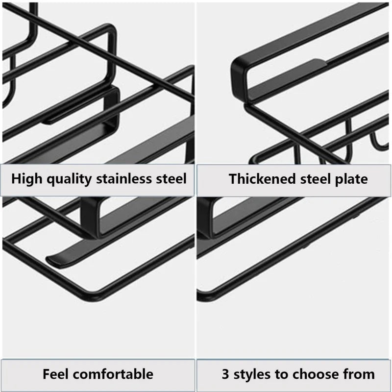 New Kitchen Hanging Organizer Rack with Hook Under Cupboard Paper Towel Rags Hanger Cutting Board Pot Cover Holder Storage Shelf Aimak Store