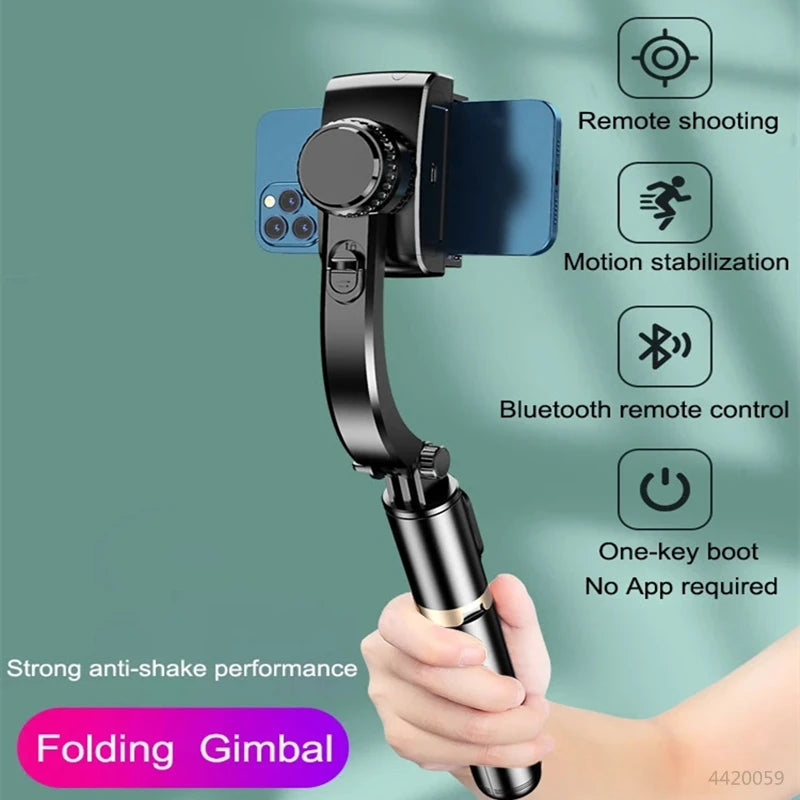 Roreta 2023 NEW Gimbal Stabilizer Selfie Stick Foldable Wireless Tripod with Bluetooth Shutter Monopod for IOS Android Aimak Store