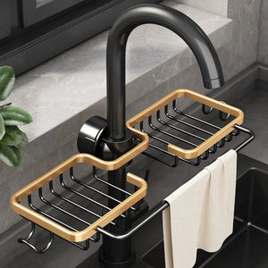 Kitchen Space Aluminum Sink Drain Rack Sponge Storage Faucet Holder Soap Drainer Shelf Basket Organizer Bathroom Accessories Aimak Store
