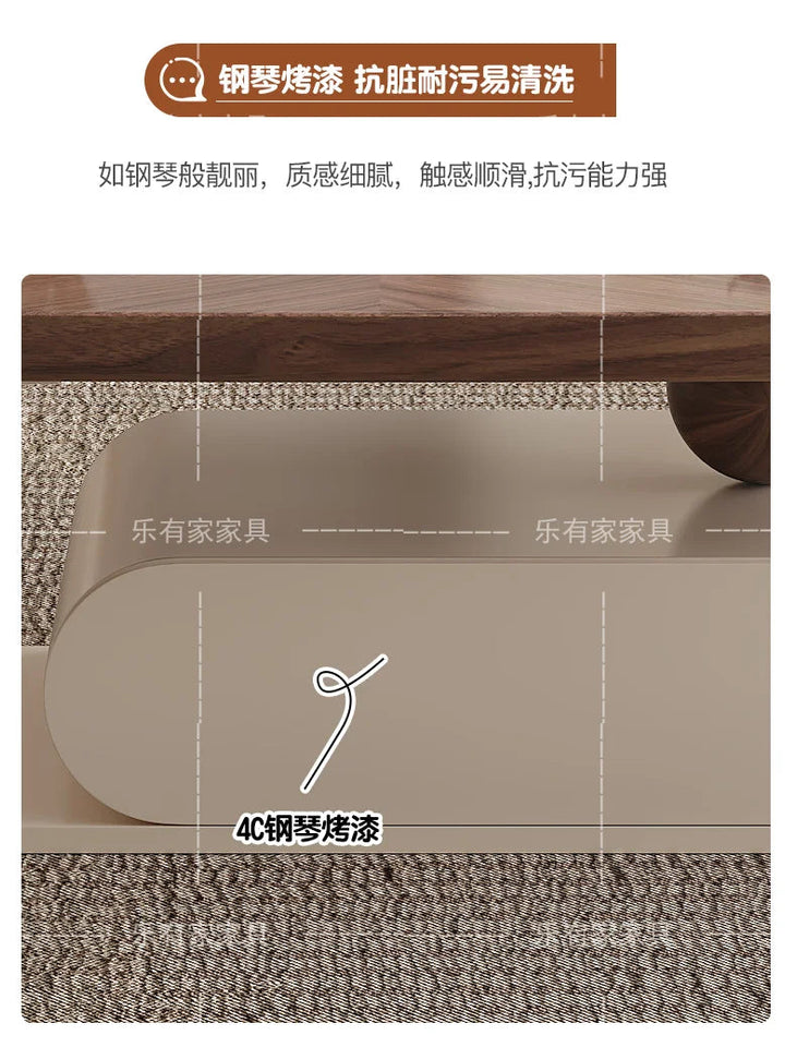 Medieval walnut coffee table living room home modern simple small apartment oval black and white designer coffee table Aimak Store