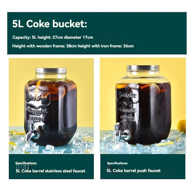 4L Large Drink Dispenser Sealed Drink Lemonade Dispenser Jar With Faucet Cocktail Wine Drinker Parties Juice Can Container Aimak Store