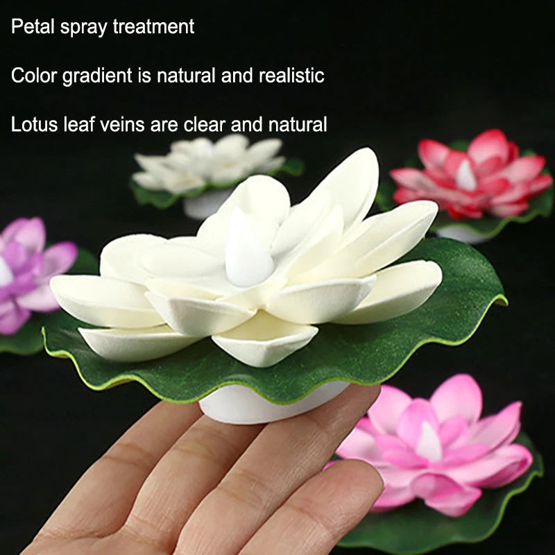 1PC Artifical Floating Lotus Night Light 10cm Flower Lotus Lamp Waterproof Lights Christmas Garden Pool Pond Fountain Decoration Aimak Store