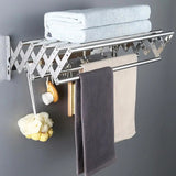 Foldable Clothes Drying Rack Wall-Mounted Clothes Towel Rack Corrosion Resistant Expandable Retractable Bathroom Laundry Rack Aimak Store
