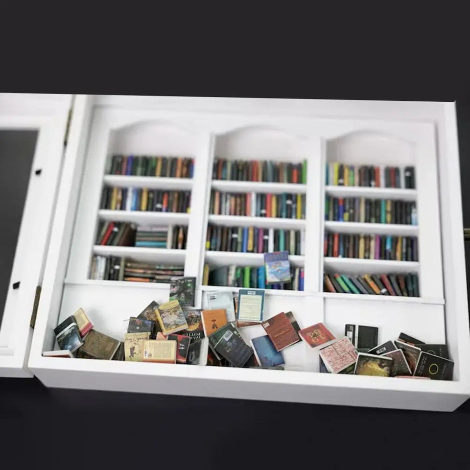 25.4*21.8cm Shake Away Anxiety Bookshelf Figurine Wooden Miniature Pocket Bookcase Bookshelf Insert Ornament Book Lovers Gift Aimak Store