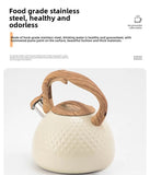 New Beige Hammer Pattern Whistle Kettle, Tea Coffee Kettle, European and American Kitchen Utensils, Flat-bottomed Whistle Pot 3L Aimak Store