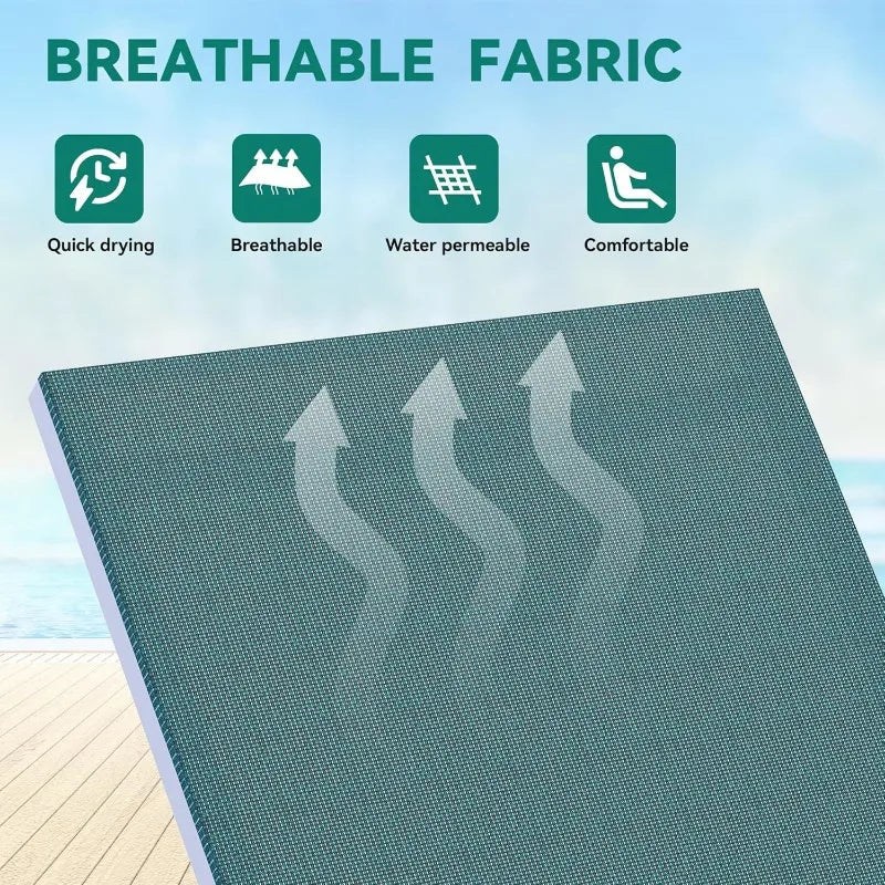 Aluminum Chaise Lounge Outdoor, Widened Patio Lounge Chair with Wheels, 5-Position Adjustable Sunbathing Recliner for Poolside Aimak Store