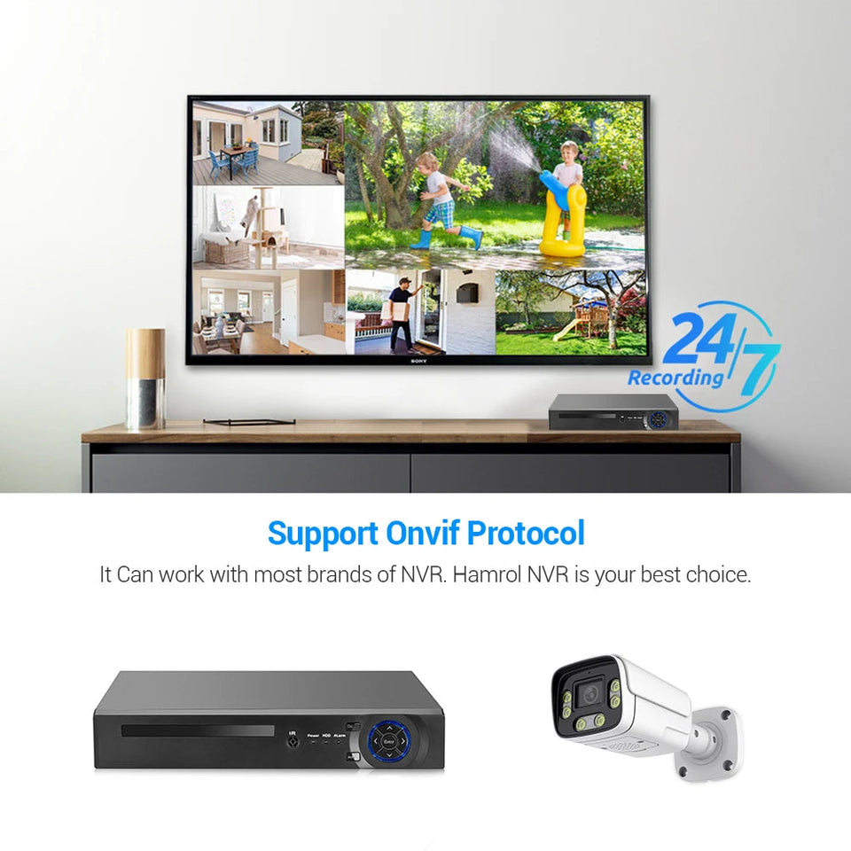 4K 8MP IP Camera 5MP Waterproof Outdoor Camera Face Detection Two Way Audio Color Nightvision Home Surveillance XMeye H.265 Aimak Store