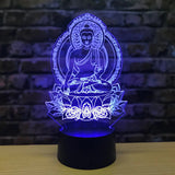 Sakyamuni 3D Night Light LED Colorful Visual Buddha Lamp 7 Color Changing Acrylic USB Table Bedside Lamp Birthday Christmas Gift Aimak Store