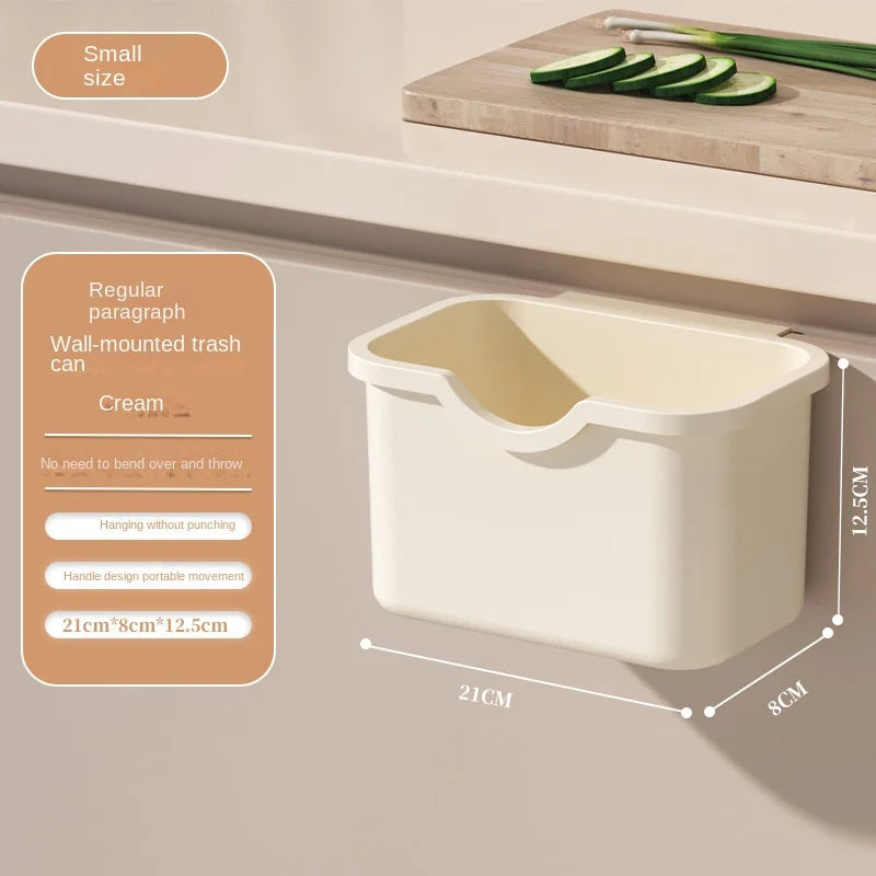 Household plastic flip-top wall-mounted trash can kitchen bathroom bathroom gap wall-mounted storage simple trash can Aimak Store