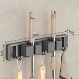 Mop and Broom Organizer Mop Holder Rack Mop Holder Wall Mounted Strong Broom Mop Holder Shelf with Hooks Organizers Hang Broom Aimak Store