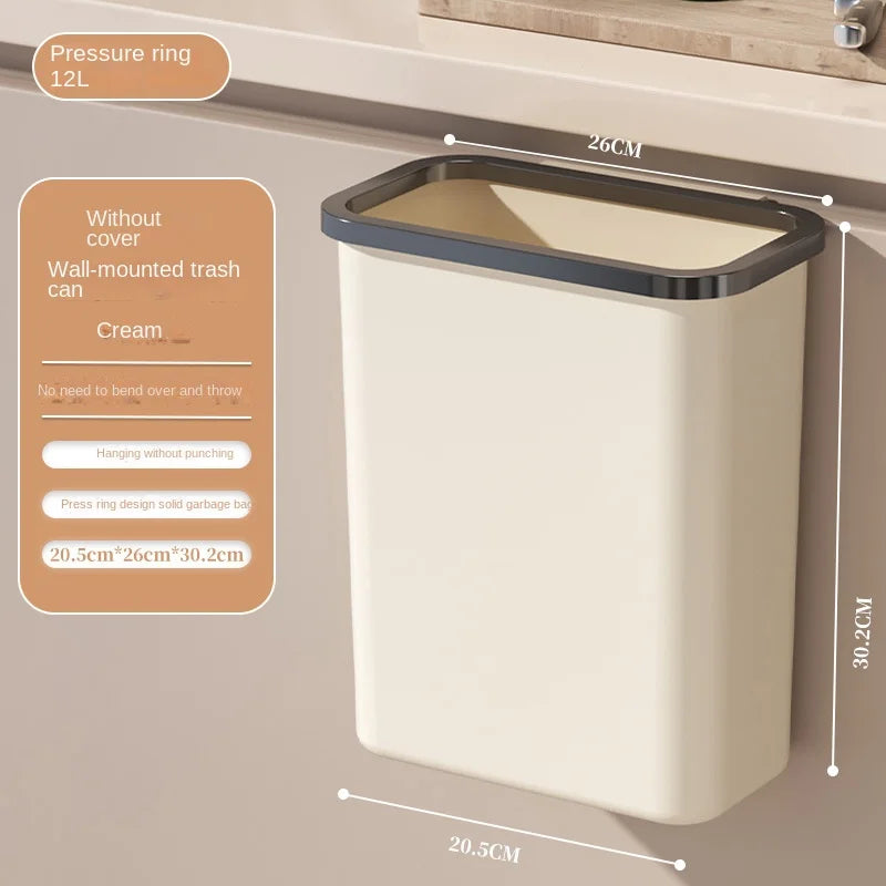 Household plastic flip-top wall-mounted trash can kitchen bathroom bathroom gap wall-mounted storage simple trash can Aimak Store