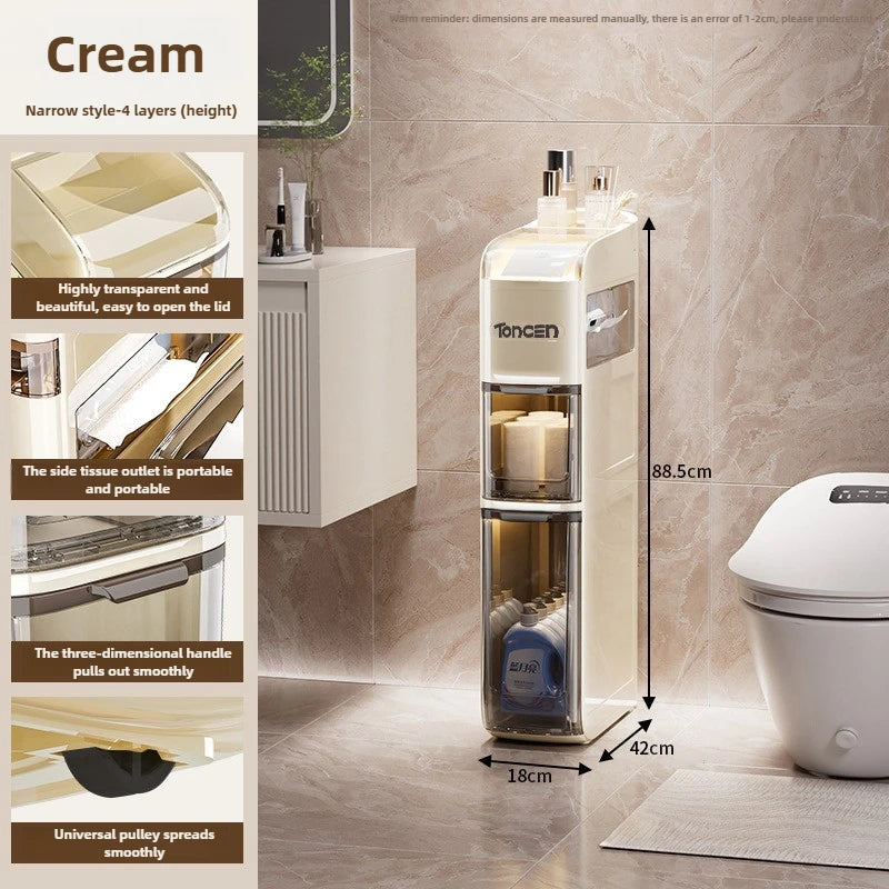 Bathroom crevice wardrobe storage cabinet, bathroom shelf, bathroom toilet storage cabinet, toilet side storage cabinet Aimak Store