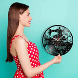 Sewing Machine Customization Vinyl Record Wall Clock Quilting Room Decoration Logo Personalized Tailor Name Clock Tailor Gift Aimak Store