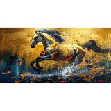 Abstract Black Gold Horse Print Canvas Painting, Modern Textured Running Horse Poster Wall Art, For Living Room Decor, No Frame Aimak Store