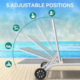 Aluminum Chaise Lounge Outdoor, Widened Patio Lounge Chair with Wheels, 5-Position Adjustable Sunbathing Recliner for Poolside Aimak Store